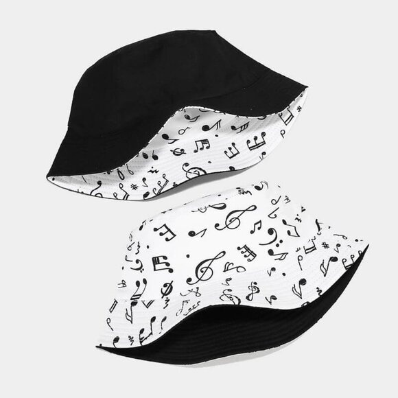 Musical Note Pattern Bucket Hat - Picture 2 of 4